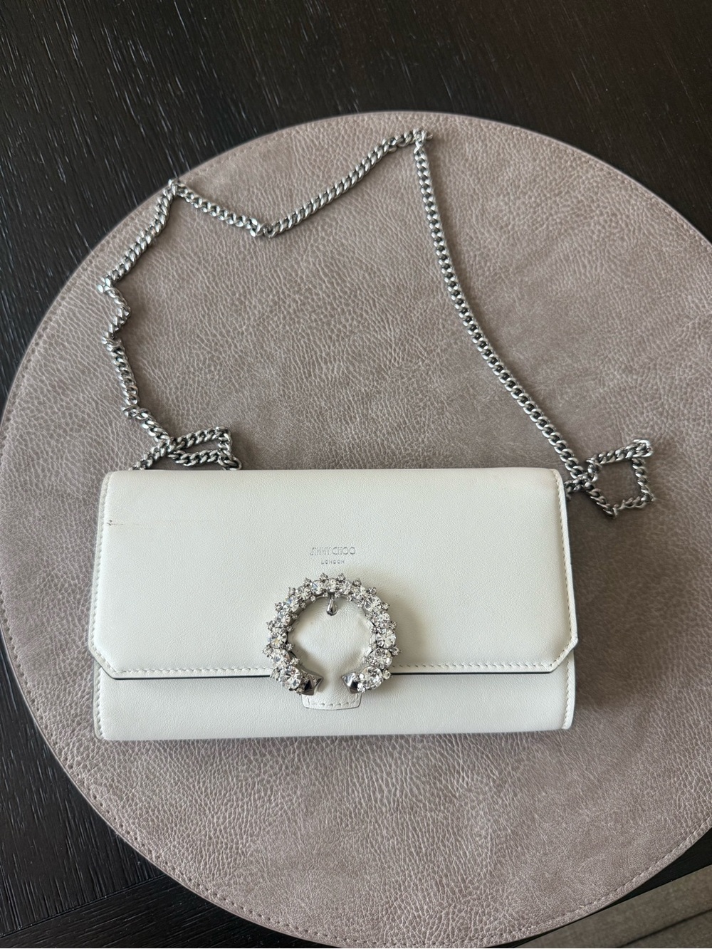 Jimmy Choo White Wallet Chain Bag